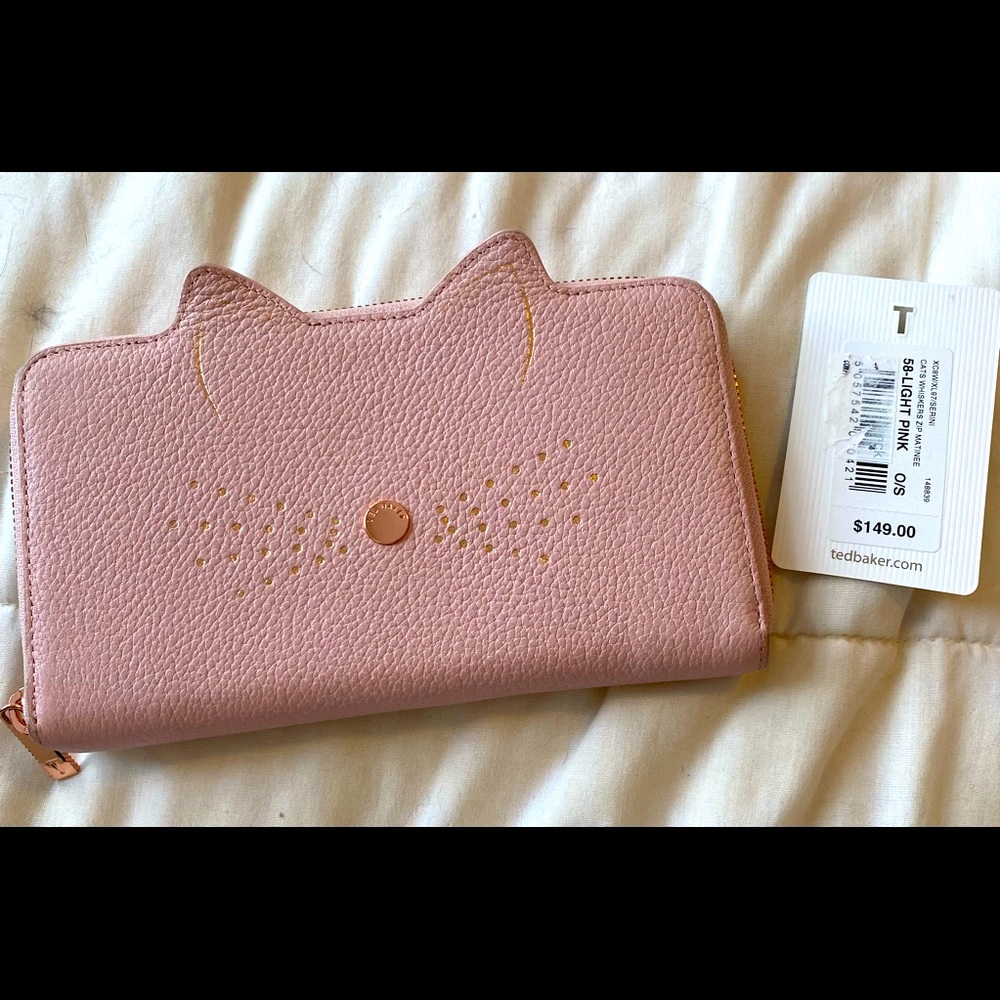 Ted Baker Light Pink Cat-Accent Zip Wallet